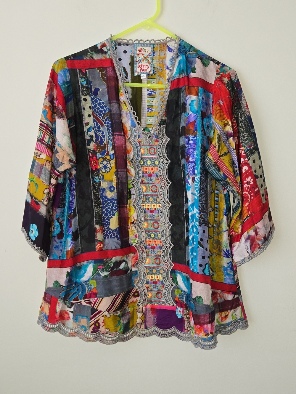 Johnny Was Sonnet Leonora Silk Embroidered Blouse